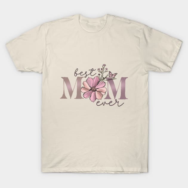 Best Mom Ever Boho Floral T-Shirt by Mastilo Designs